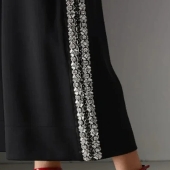 NWT Burberry Swarovski Crestal Wide Leg Jersey Cropped track pants in back - Picture 2 of 9